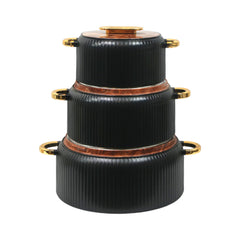 HOT POT SET 3PC FOREVER GOLD BROWN MARBEL EK200 BLACK Default Title - MamasJan Crockery