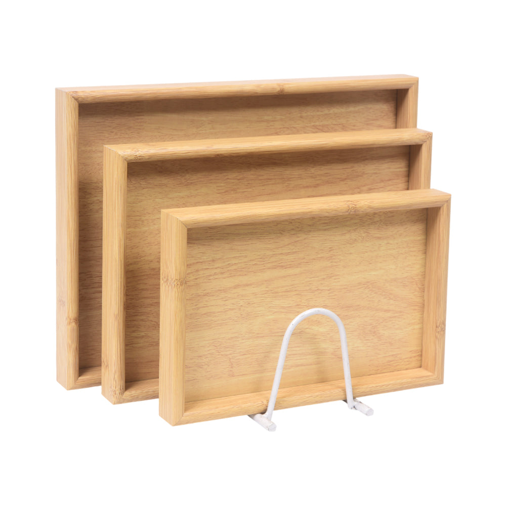 TRAY SET 3PC WOODEN RECTANGULAR J6 Default Title - MamasJan Crockery