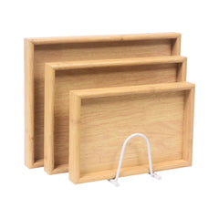 TRAY SET 3PC WOODEN RECTANGULAR J6 Default Title - MamasJan Crockery