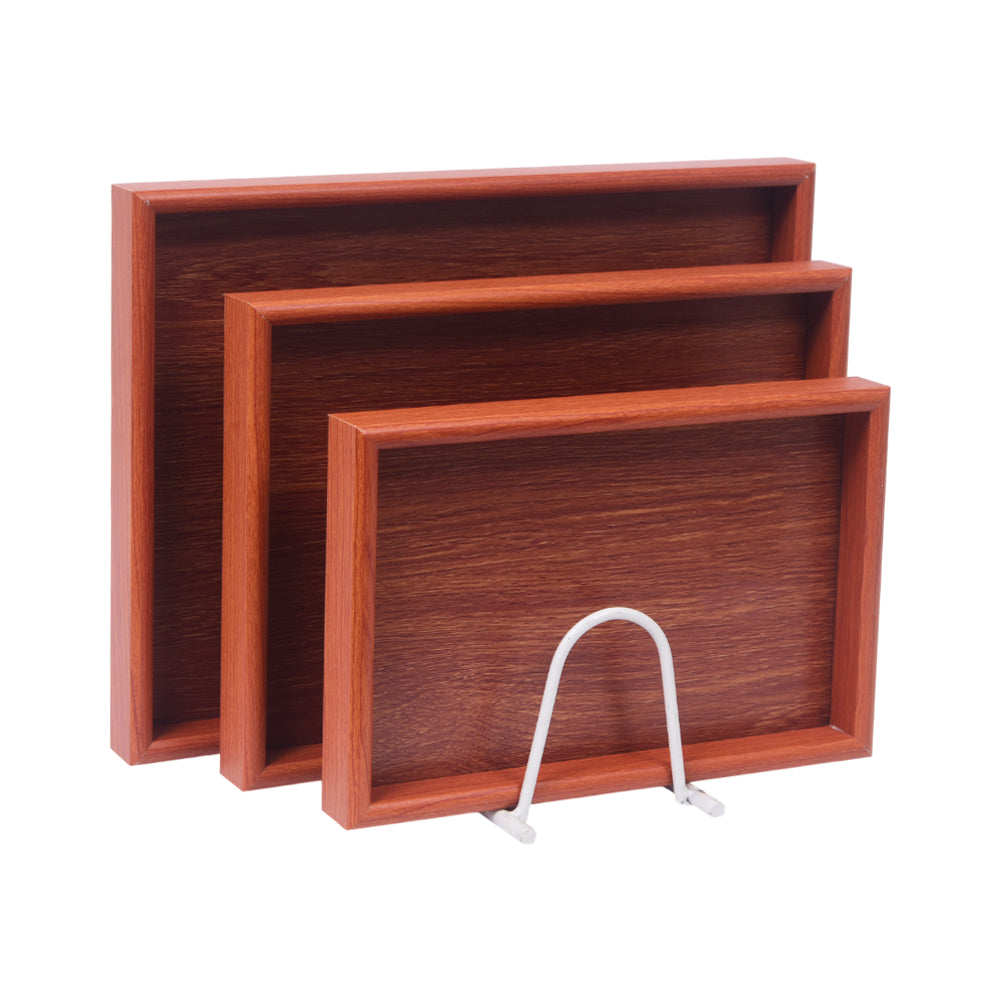 TRAY SET 3PC WOODEN RECTANGULAR J7 Default Title - MamasJan Crockery