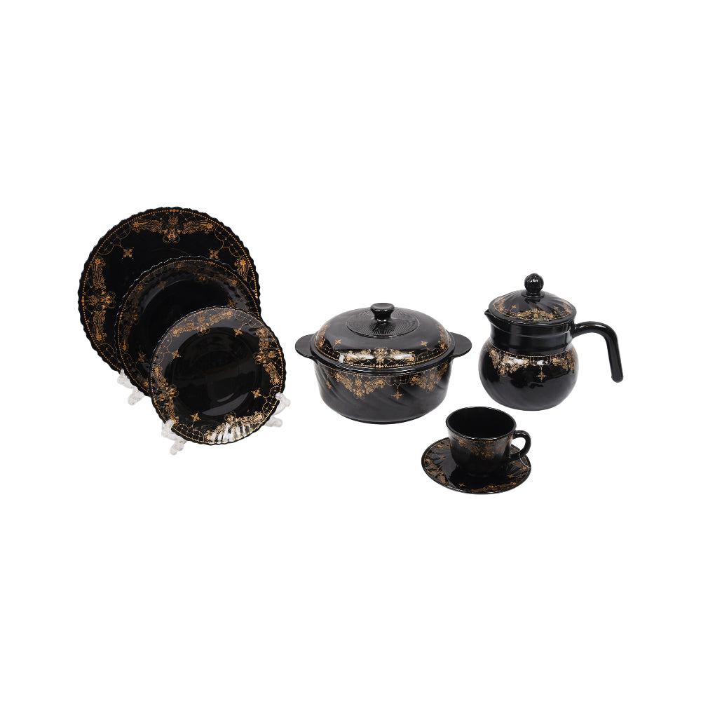 DINNER SET 72PC BLACK CORELLY ROUND HZ2186 KC Default Title - MamasJan Crockery