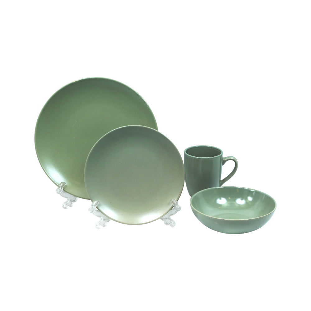 BREAKFAST SET 16PC STONEWARE GREEN FT Default Title - MamasJan Crockery