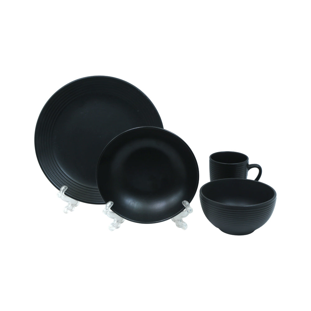 BREAKFAST SET 16PC STONEWARE BLACK FT Default Title - MamasJan Crockery