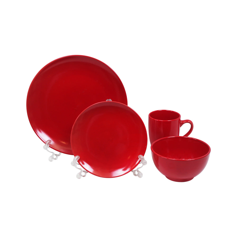 BREAKFAST SET 16PC STONEWARE RED FT Default Title - MamasJan Crockery
