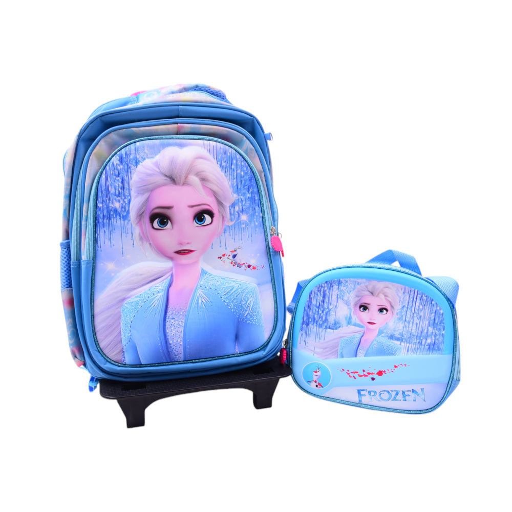 10862-27 SCHOOL BAG W-TROLLEY FROZEN EMBOSSED IR 16INCH Default Title - MamasJan Toys