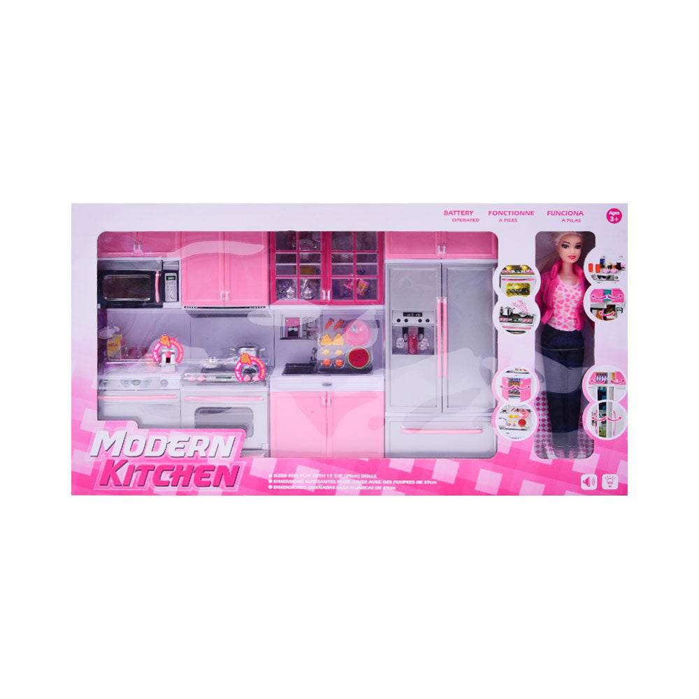 26211P-D MODERN KITCHEN SET W-DOLL IR Default Title - MamasJan Toys