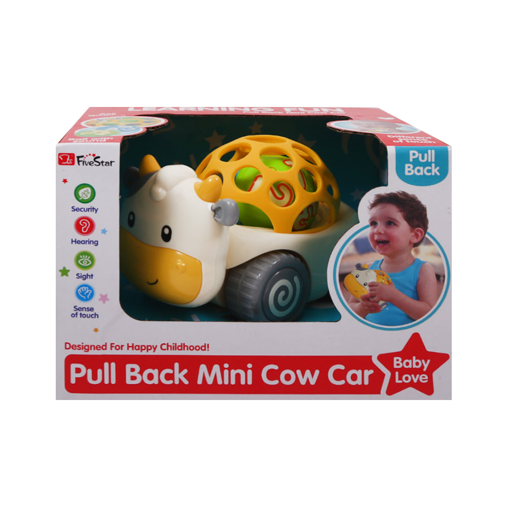 35207B PULLBACK COW RATTLE CAR IR Default Title - MamasJan Toys