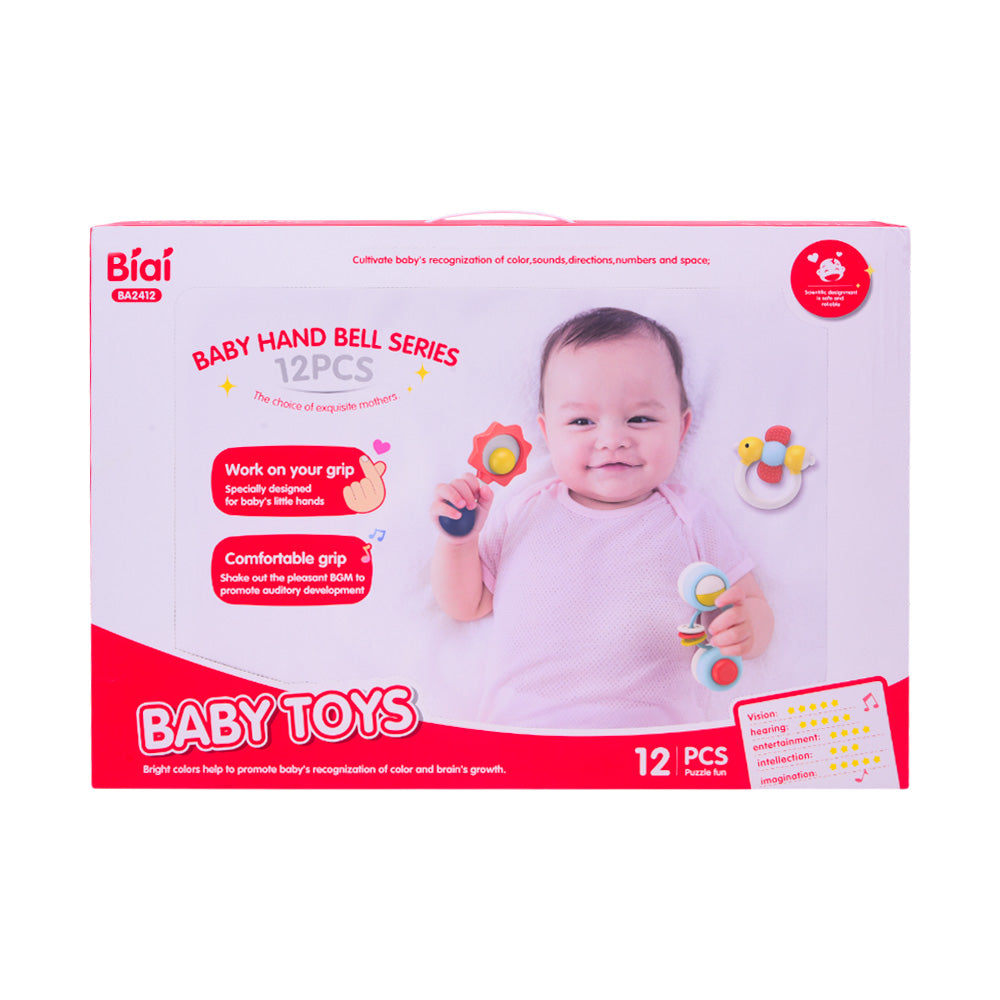 BA2412 BABY HAND BELL RATTLE SET 12PC IR Default Title - MamasJan Toys