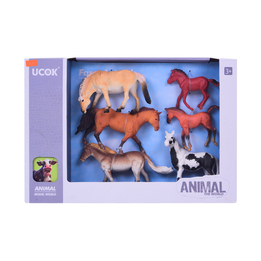 YX-6606 ANIMAL WORLD HORSE 6PC SET IR Default Title - MamasJan Toys