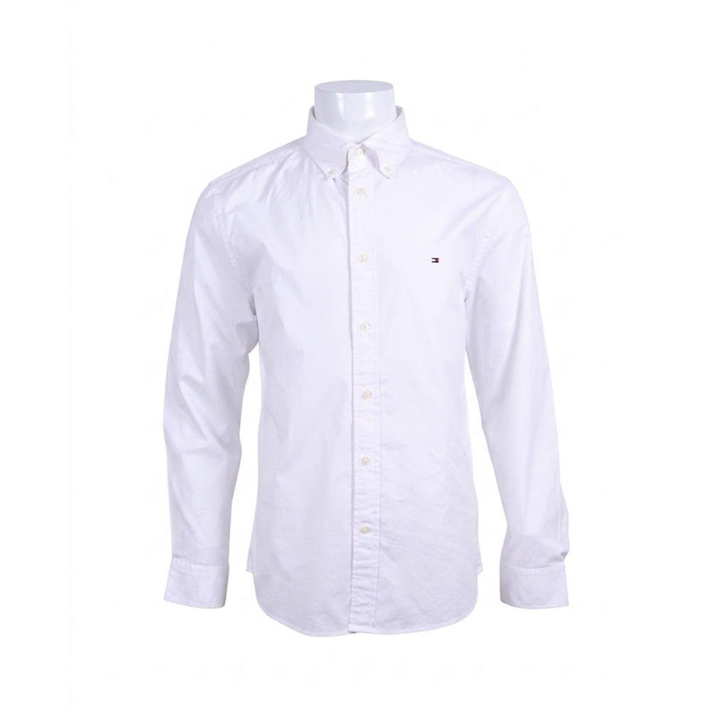 TH MEN L/S BUTTON DOWN SHIRT MW39988-100 WHT L (IR) Default Title - MamasJan mens wear