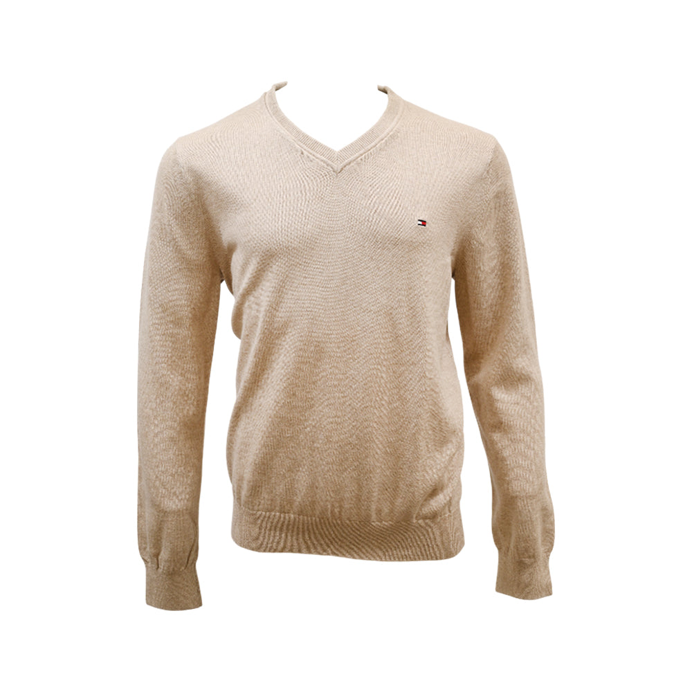 TH MEN L/S V-NECK SWEATER 78J8323-280 SKN M (IRW) Default Title - MamasJan mens wear