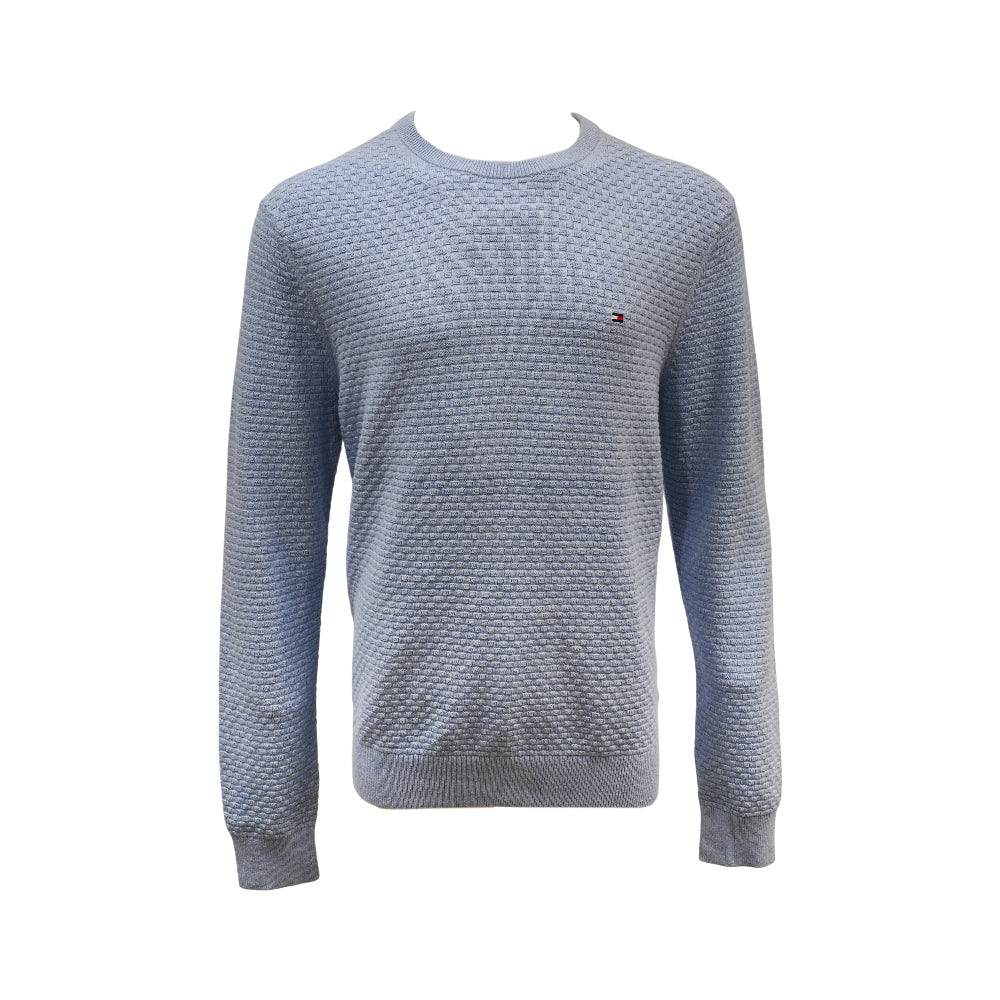 TH MEN L/S R-NECK SWEATER MW37899-401 BLU L (IRW) Default Title - MamasJan mens wear