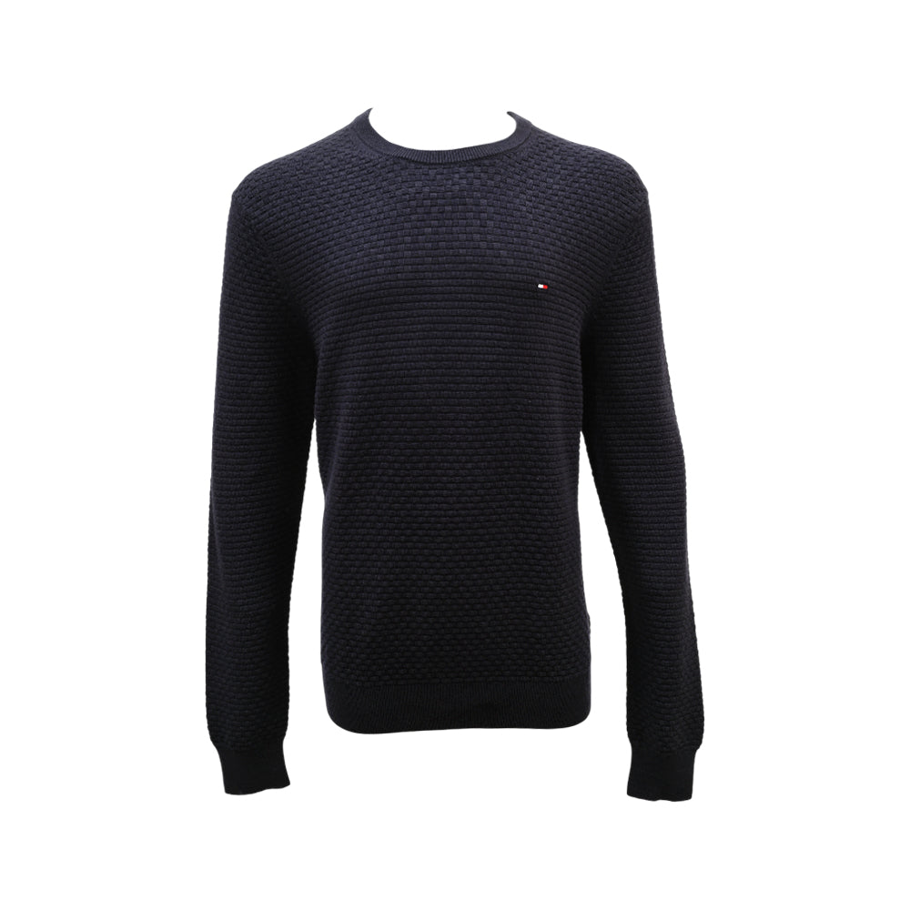 TH MEN L/S R-NECK SWEATER MW37899-400 NVY L (IRW) Default Title - MamasJan mens wear