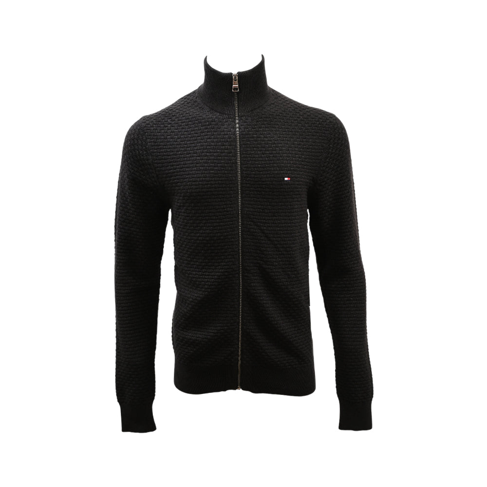 TH MEN L/S F-ZIPPER SWEATER MW37960-001 BLK S (IRW) Default Title - MamasJan mens wear