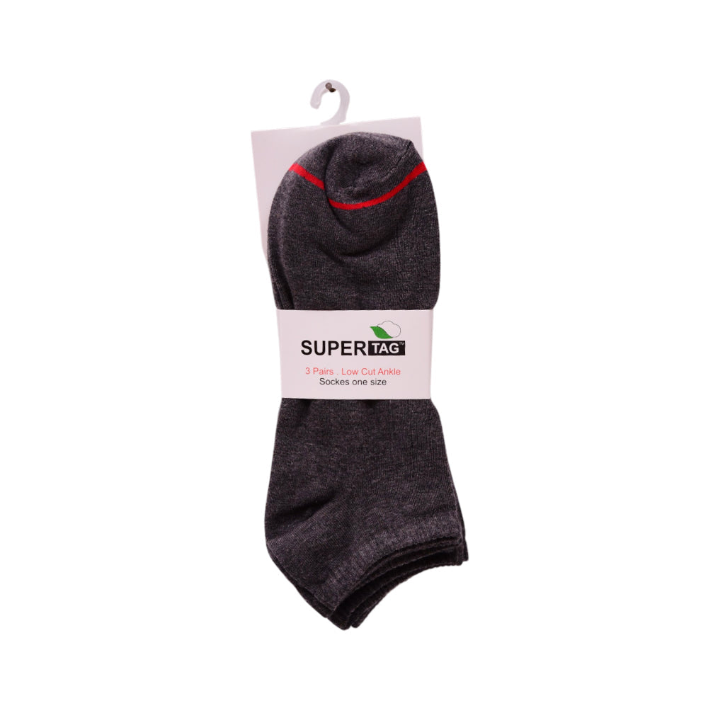 SUPER TAG LOW CUT SOCKS PLAIN CHRCOL GREY P3 Default Title - MamasJan mens wear