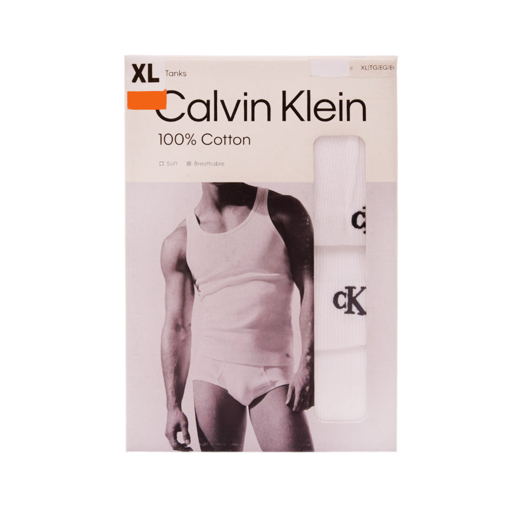CK MEN SANDO VEST P-3 NB4036-110 WHT XL IR Default Title - MamasJan mens wear