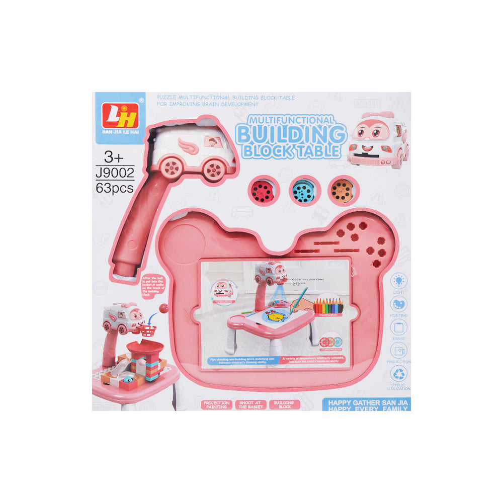 J9002 BO PROJECTOR W-66PCS BLOCKS PINK A.I Default Title - MamasJan Toys