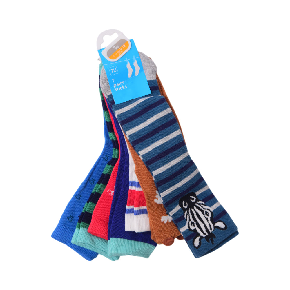 BOYS SOCKS PACK OF 7 CHI MZW-25 9-12M RMB112 Default Title - MamasJan KidsWear