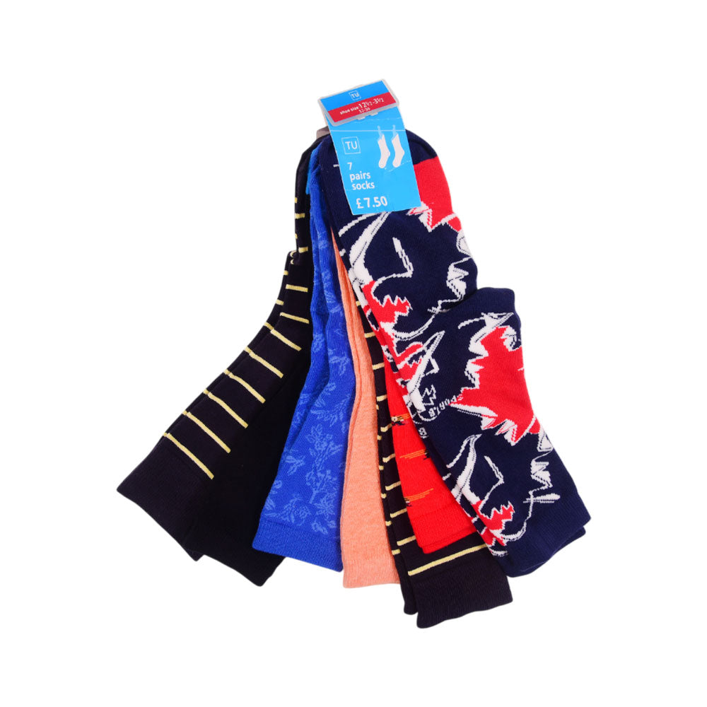 BOYS SOCKS PACK OF 7 CHI MZW-25 12-3 YEAR RMB112 Default Title - MamasJan KidsWear
