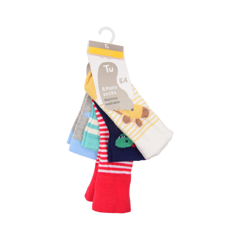 BOYS SOCKS PACK OF 5 CHI MZW-25 0-6 M RMB80 Default Title - MamasJan KidsWear