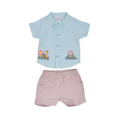 BOYS S/S 2PC KNICKER SUIT MZW-25 0-3M 247-007 THAI Default Title - MamasJan KidsWear