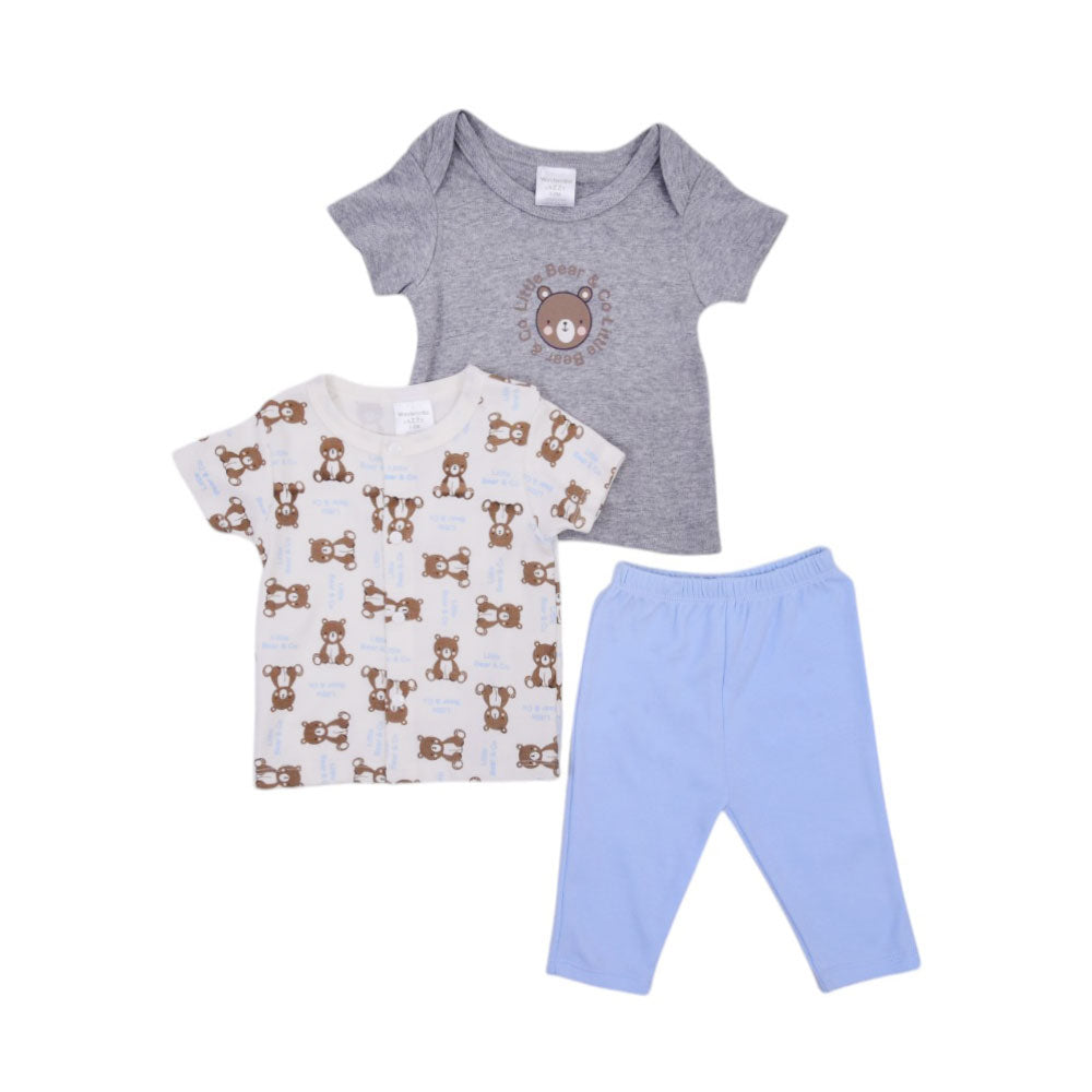 BOYS S/S 3PC PAJAMA SUIT MZW-25 3-6M 247-031 THAI Default Title - MamasJan KidsWear