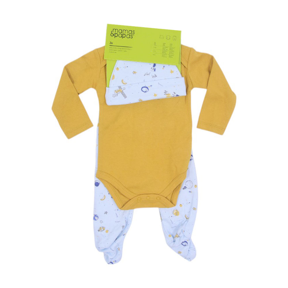 BOYS L/S 3PC PAJAMA SUIT L/W MZS-25 3-6M M&P001 Default Title - MamasJan KidsWear