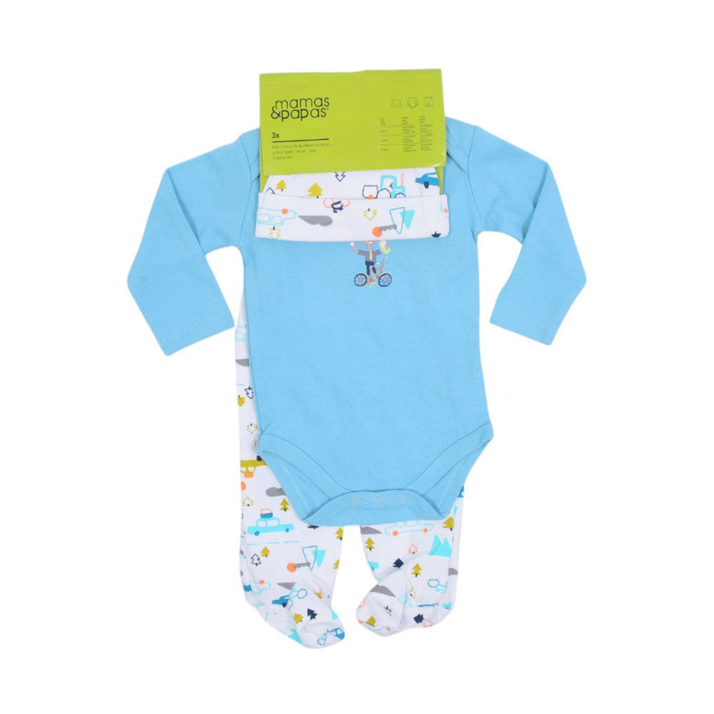 BOYS L/S 3PC PAJAMA SUIT L/W MZS-25 3-6M M&P004 Default Title - MamasJan KidsWear