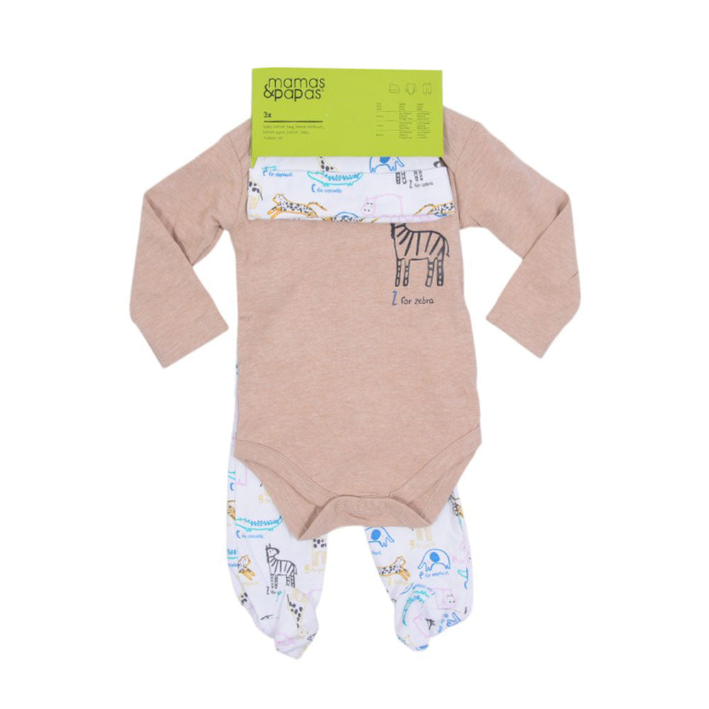 BOYS L/S 3PC PAJAMA SUIT L/W MZS-25 3-6M M&P005 Default Title - MamasJan KidsWear
