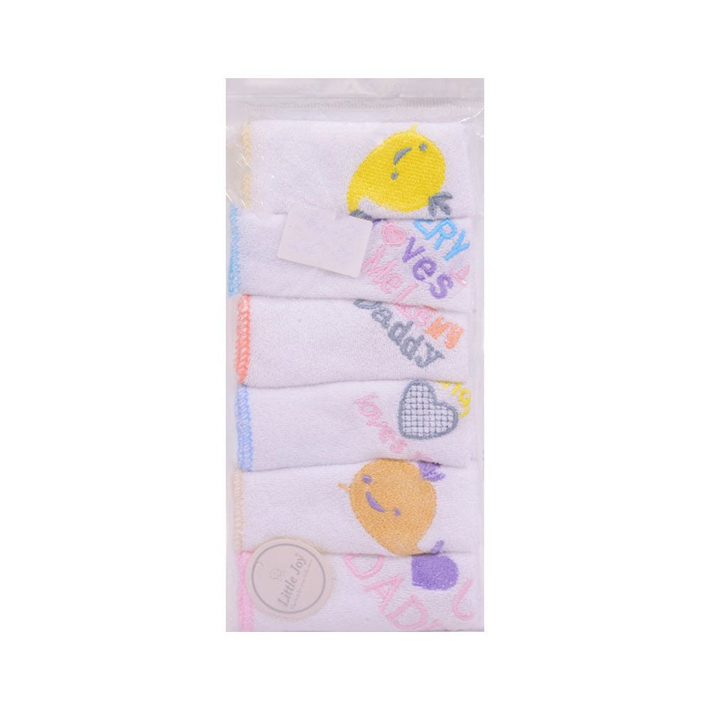 BABY FACE TOWEL PACK OF 6 WHITE EMB MZS-25 Default Title - MamasJan KidsWear
