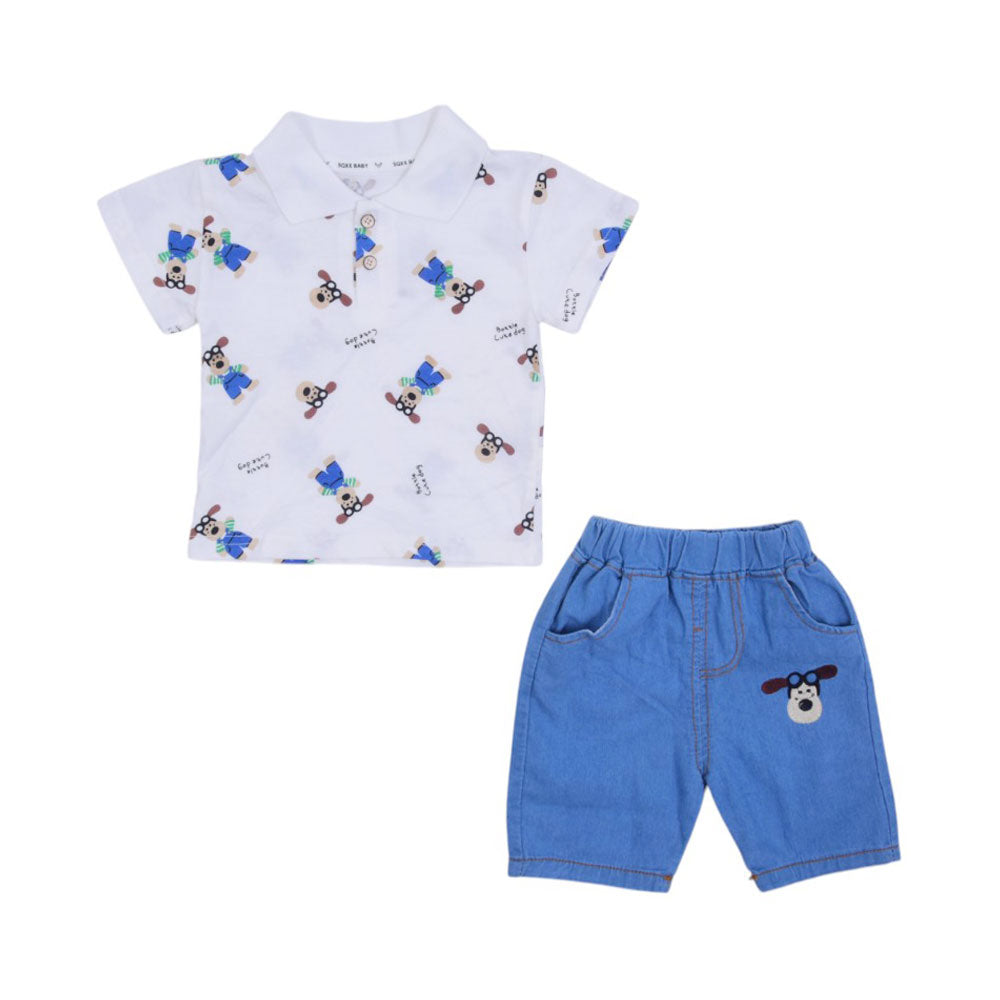 BOY S/S 2PC KNICKER SUIT MZS-25 9-12M SB-03 W/G Default Title - MamasJan KidsWear