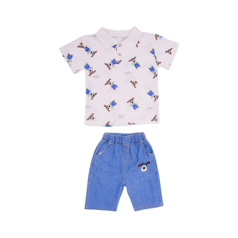 BOY S/S 2PC KNICKER SUIT MZS-25 18-24M SB-03 W/G Default Title - MamasJan KidsWear