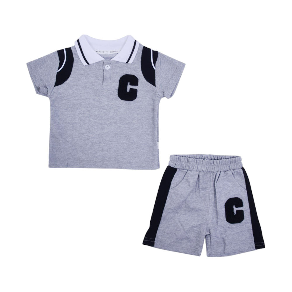 BOY S/S 2PC KNICKER SUIT MZS-25 9-12M 01011 W/G Default Title - MamasJan KidsWear