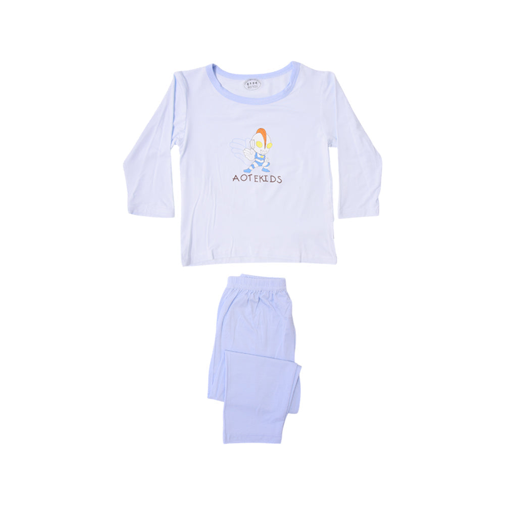 BOYS L/S 2PC PAJAMA SUIT L/W MZS-25 6-9M IE02 W.G Default Title - MamasJan KidsWear