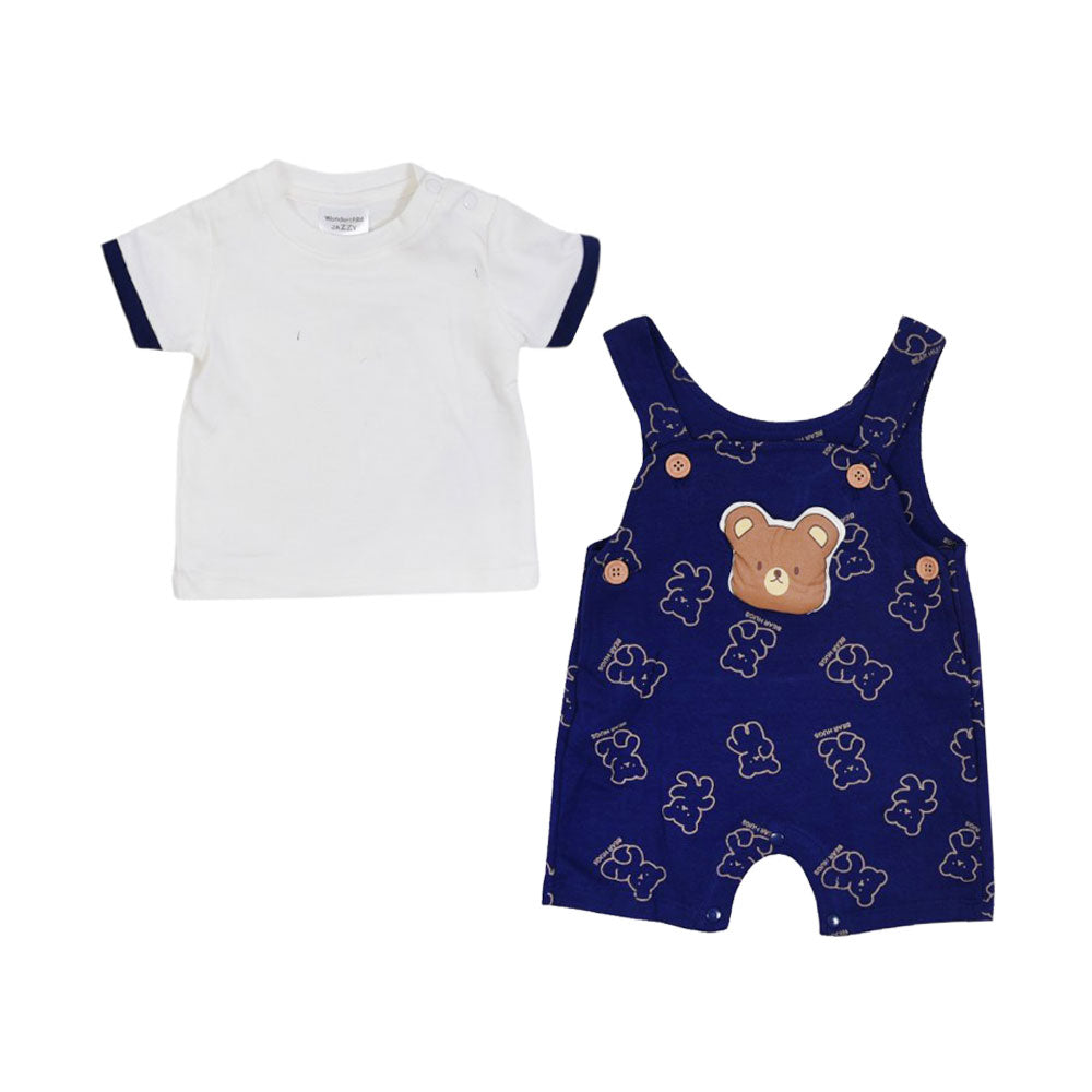 BOYS S/S 2PC ROMPER ORGANIC IRS-25 N.B 244-006 Default Title - MamasJan KidsWear
