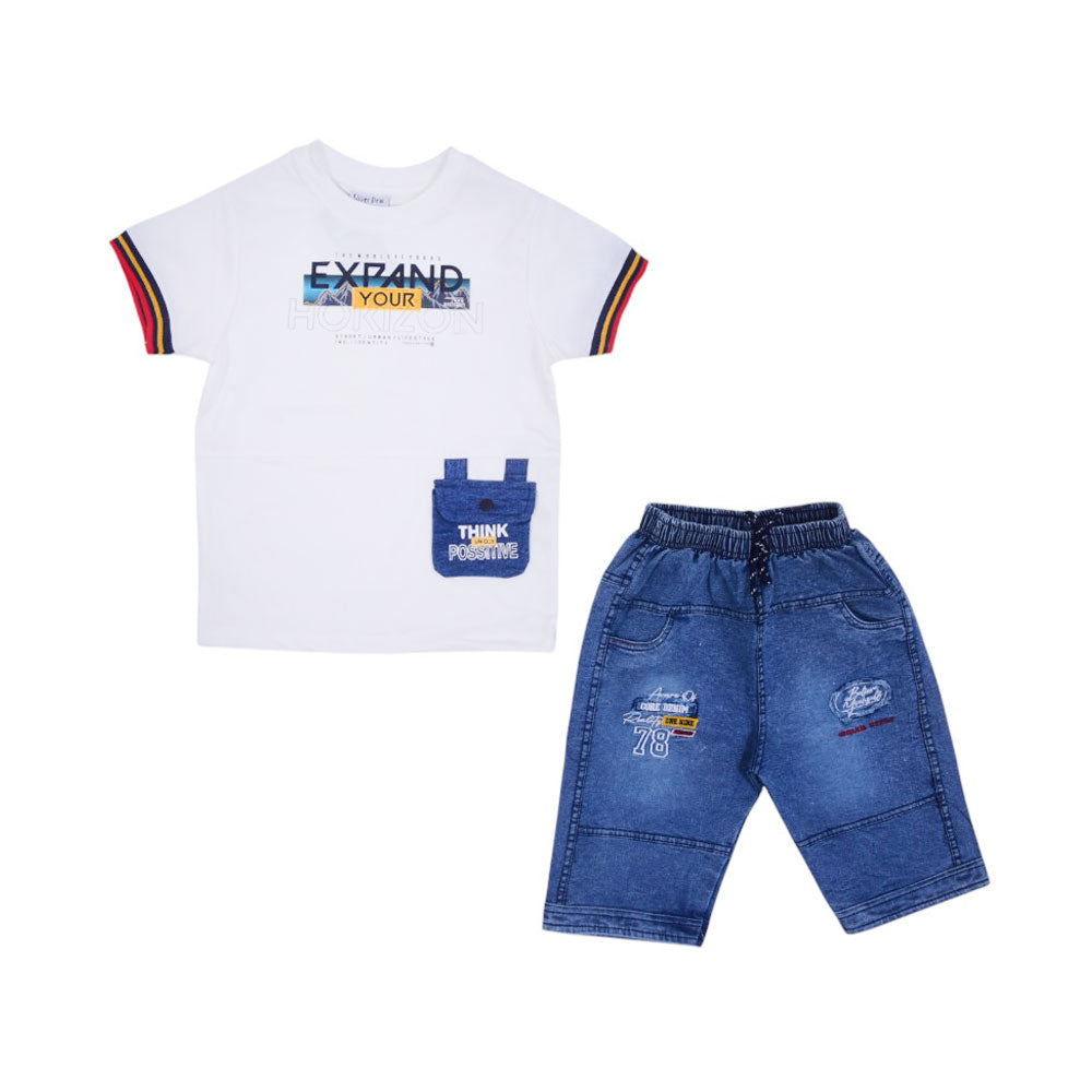 BOY S/S 2PC KNICKER SUIT Y/T MZS-25 2-3 YEAR 5020 Default Title - MamasJan KidsWear