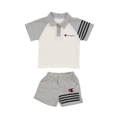 BOY S/S 2PC KNICKER SUIT MZS-25 6-9M 88902 AL/B Default Title - MamasJan KidsWear