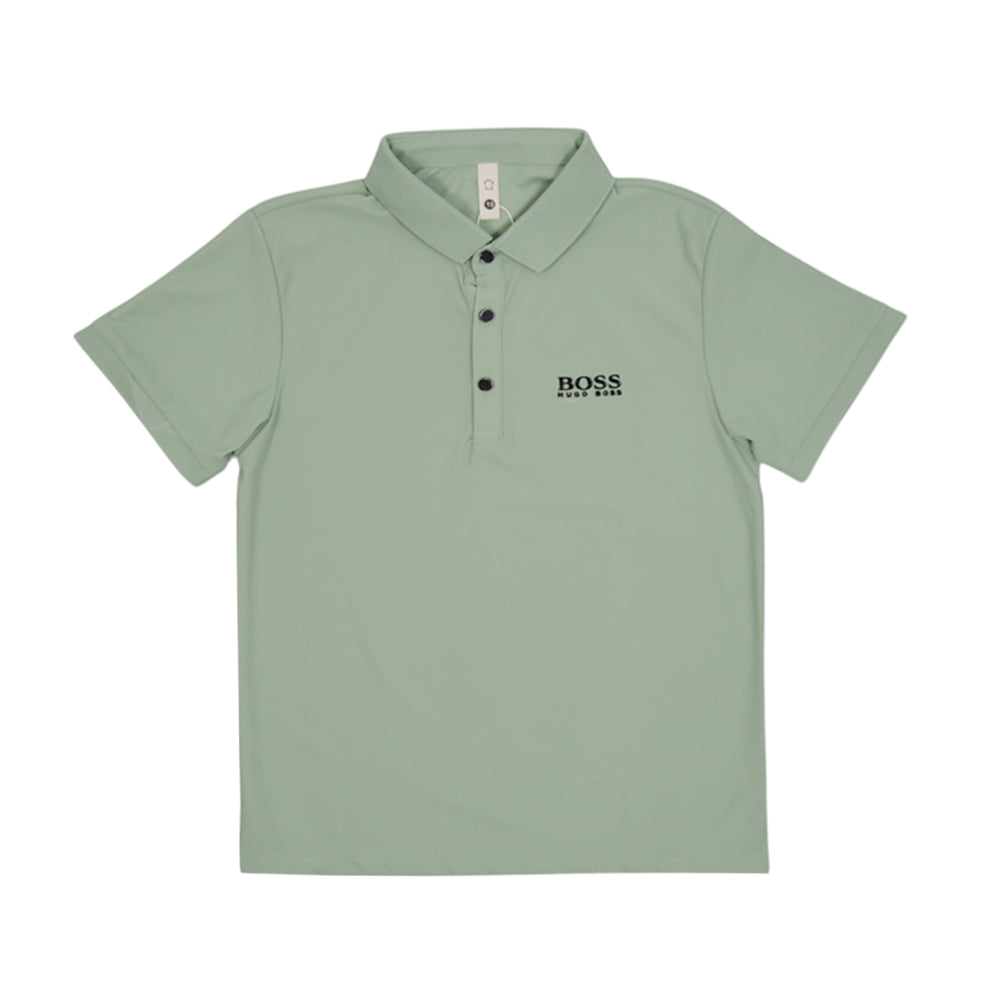 BOY S/S POLO T-SHIRT BRANDED GREEN MZS-25 6-7 YEAR 7057 M/G Default Title - MamasJan KidsWear