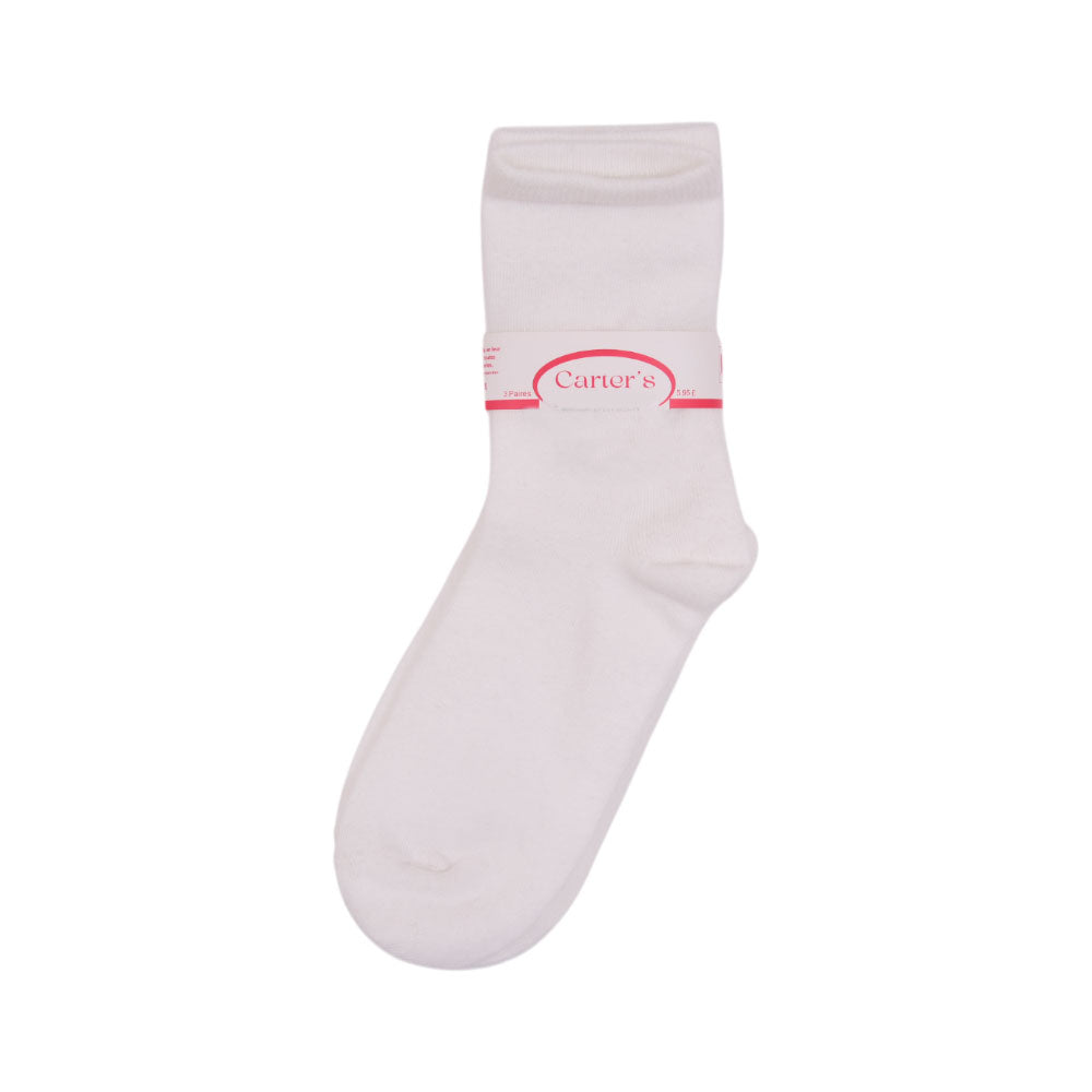BABY 3PAIR SOCKS PLAIN WHITE NICE&EASY MZS-25 6-10 YEAR 2730 Default Title - MamasJan KidsWear