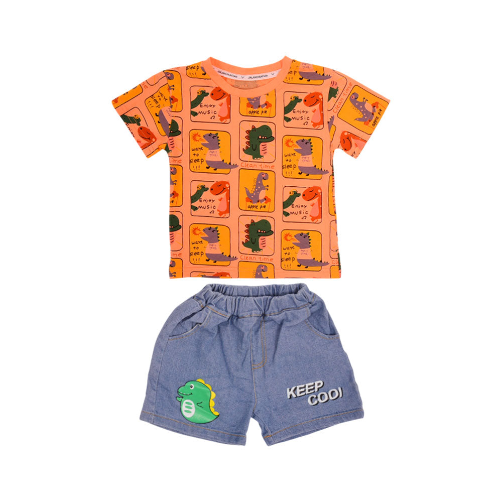 BOYS S/S 2PC TEE+DENIM SUIT LABUBU NZS-25 9-12M A-5 A.G Default Title - MamasJan KidsWear