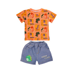 BOYS S/S 2PC TEE+DENIM SUIT LABUBU NZS-25 9-12M A-5 A.G Default Title - MamasJan KidsWear