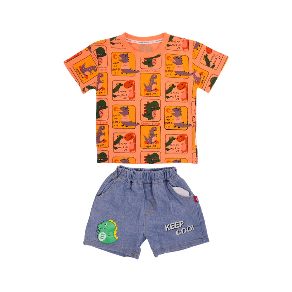 BOYS S/S 2PC TEE+DENIM SUIT LABUBU NZS-25 12-18M A-5 A.G Default Title - MamasJan KidsWear