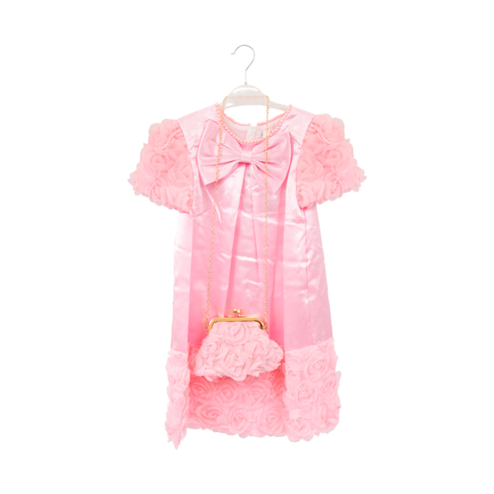 GIRLS S/L FANCY FROCK W-PURSE OFF WHT IR-25 5-6YEAR JM1223 9-10 Year - MamasJan KidsWear