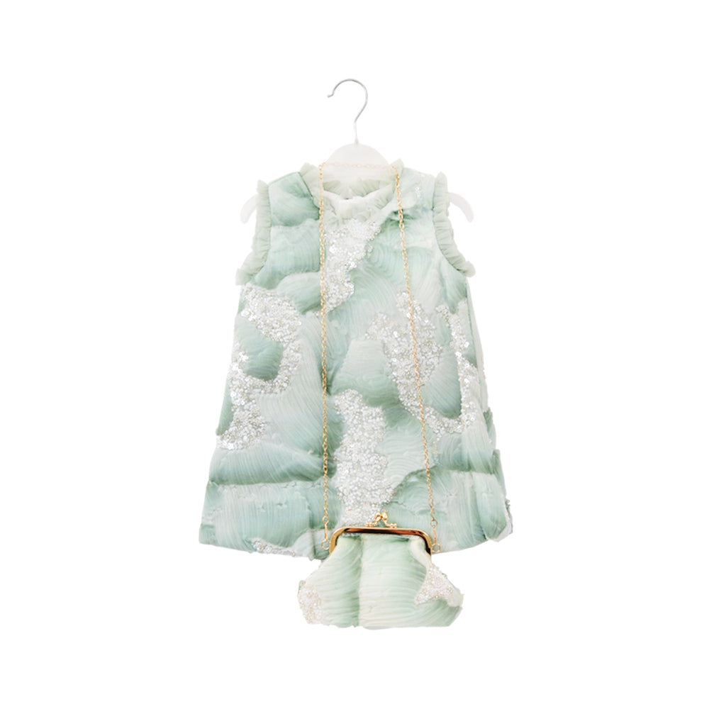 GIRLS S/L FANCY FROCK W-PURSE OFF WHT IR-25 2-3YEAR VA1335 2-3 Year - MamasJan KidsWear