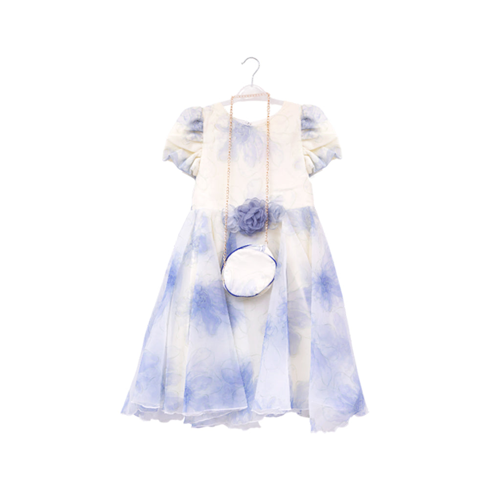 GIRLS S/S FANCY FROCK W-PURSE PEACH IR-25 5-6YEAR VA520 9-10 Year - MamasJan KidsWear