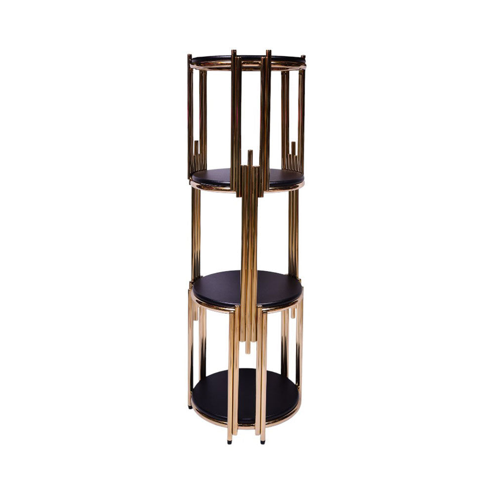 FLOWER STAND GOLDEN FL 4 SHELF ROUND Default Title - MamasJan Household