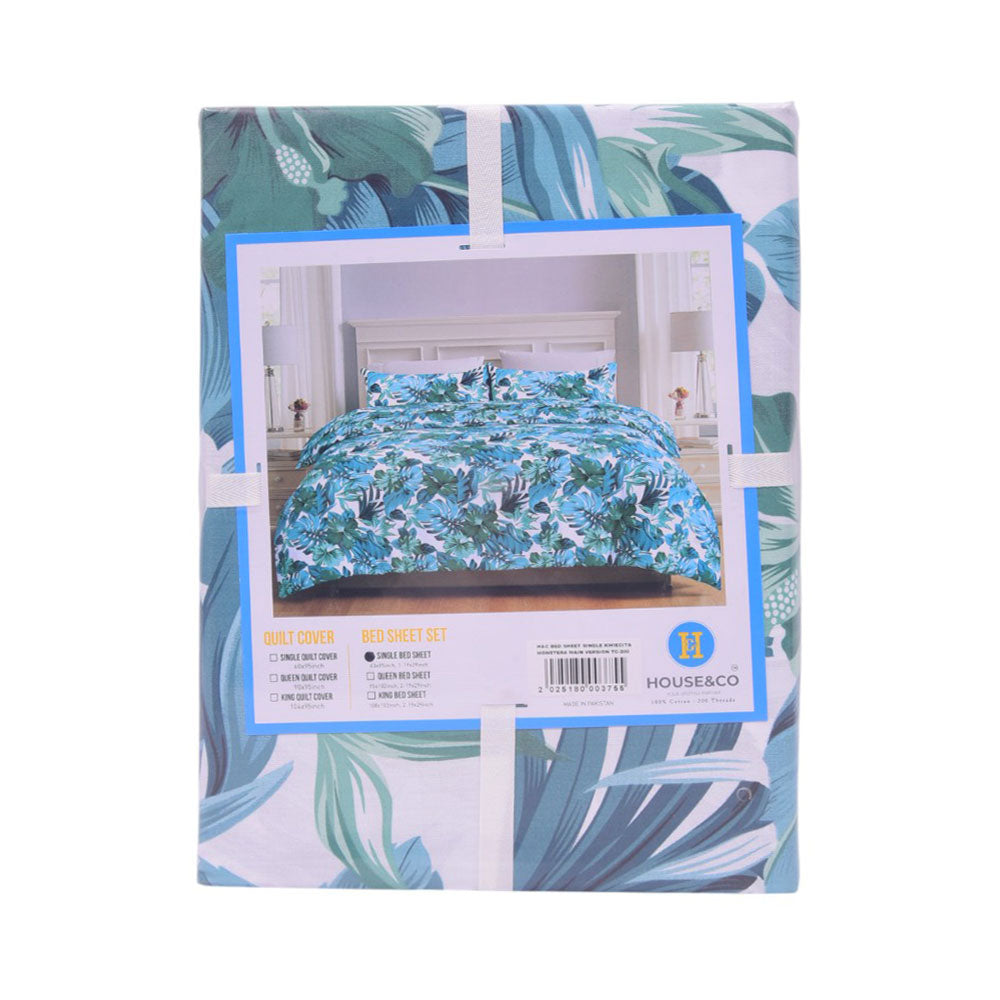 House & Co BED SHEET SINGLE KWIECITA MONSTERA MAIN VERSION TC-200 Default Title - MamasJan Household