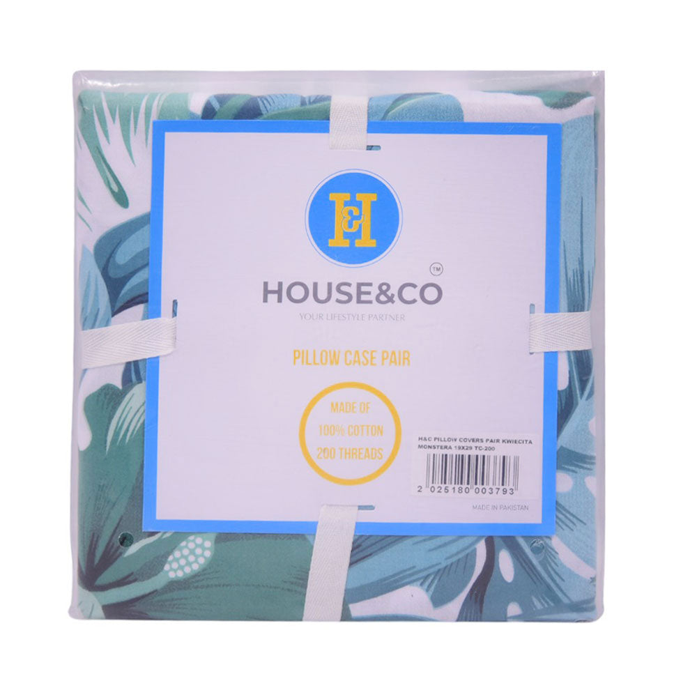 House & Co PILLOW COVERS PAIR KWIECITA MONSTERA 19X29 TC-200 Default Title - MamasJan Household