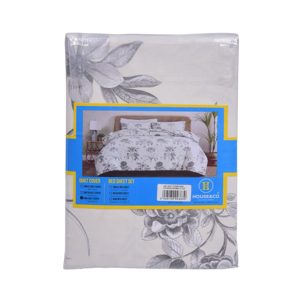 House & Co QUILT COVER KING ETCHING & ROSESTC-250 Default Title - MamasJan Household