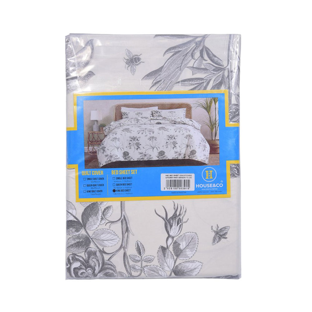 House & Co BED SHEET KINGETCHING & ROSES MAIN VERSION TC-250 Default Title - MamasJan Household